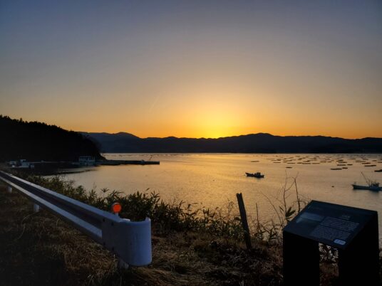 広田湾の夕焼け