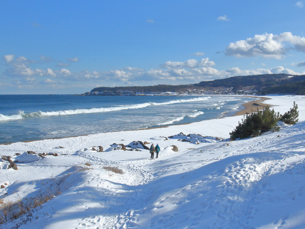 雪景色の大須賀海岸